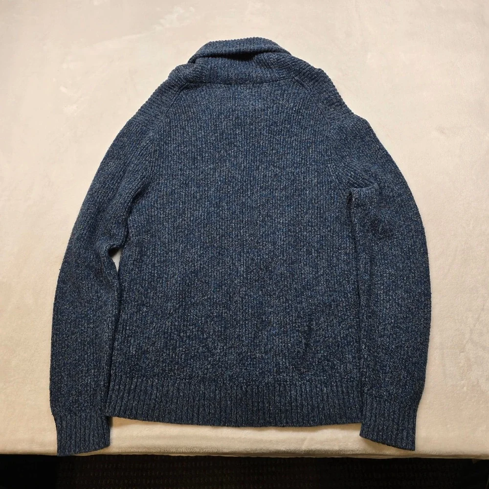 American‎ Eagle Shawl Collar Sweater Mens Large Blue Speckled Athletic Fit